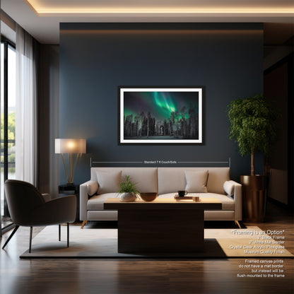 a living room with a couch a chair and a painting on the wall