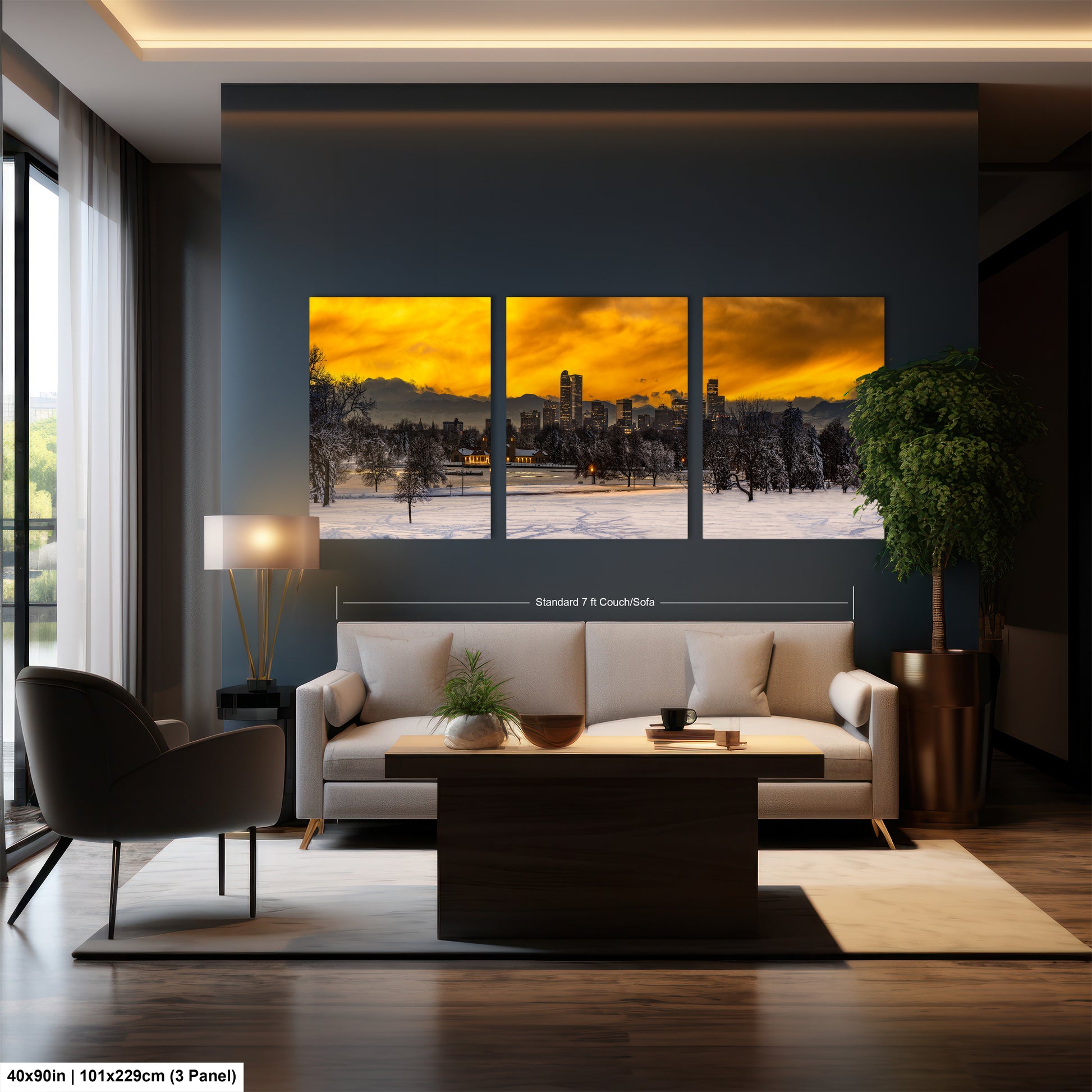 a living room filled with furniture and a large window