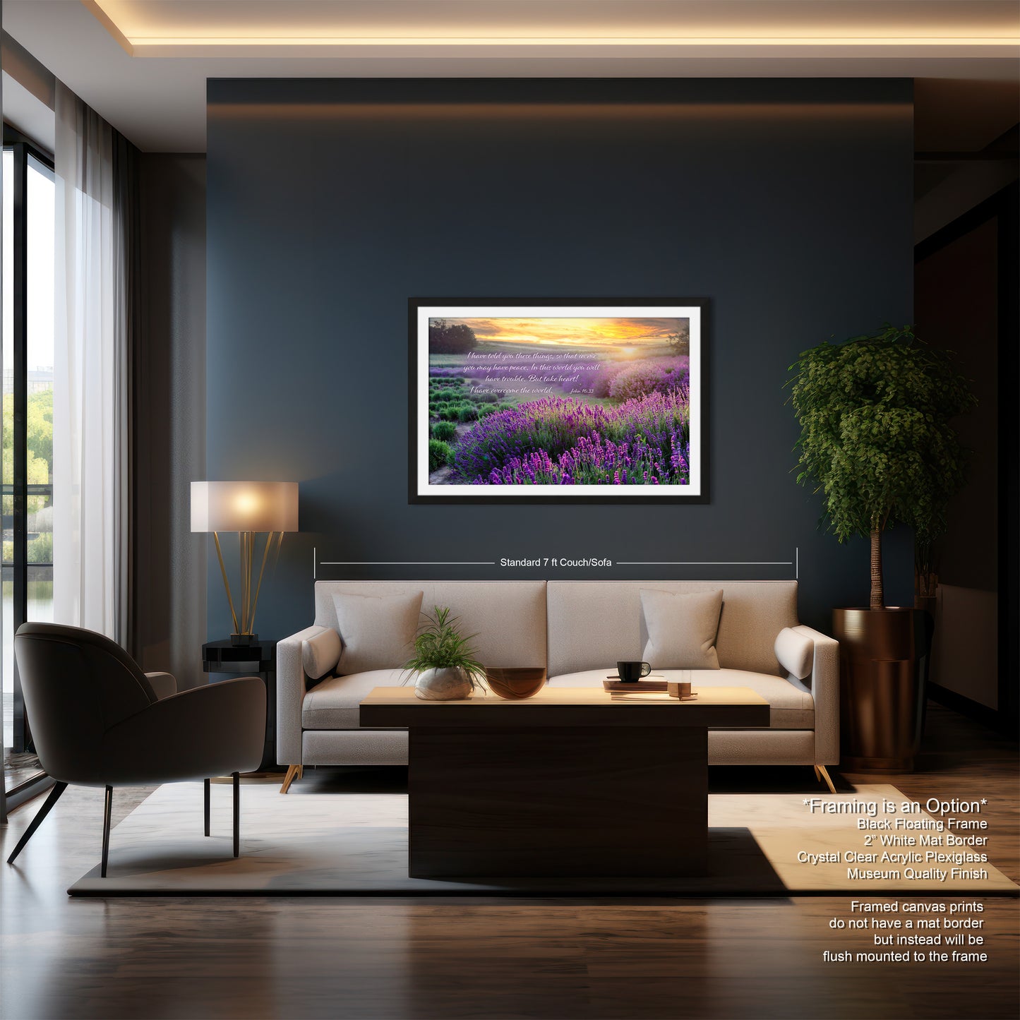 a living room filled with furniture and a painting on the wall