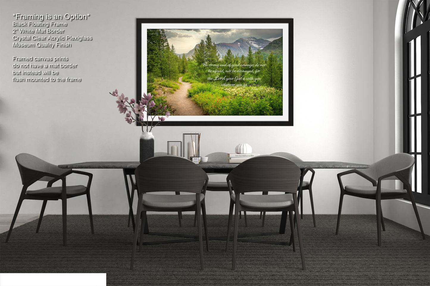 a dining room with a table and chairs
