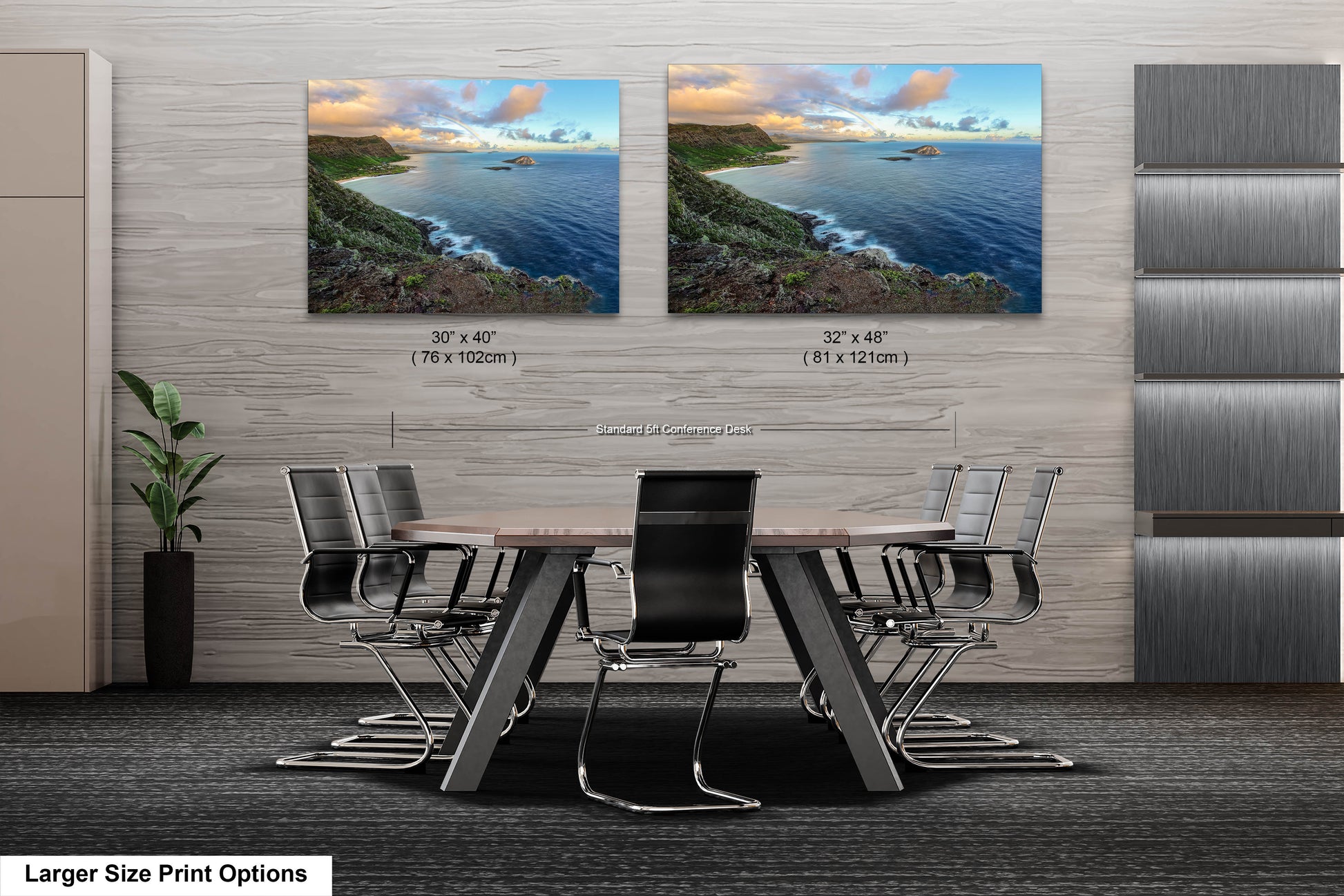 two pictures of a table and chairs in a room