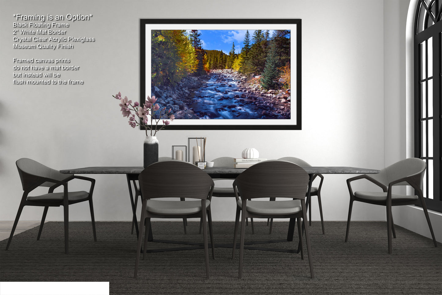 a picture of a dining room with a table and chairs