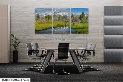 a dining room with a table and chairs