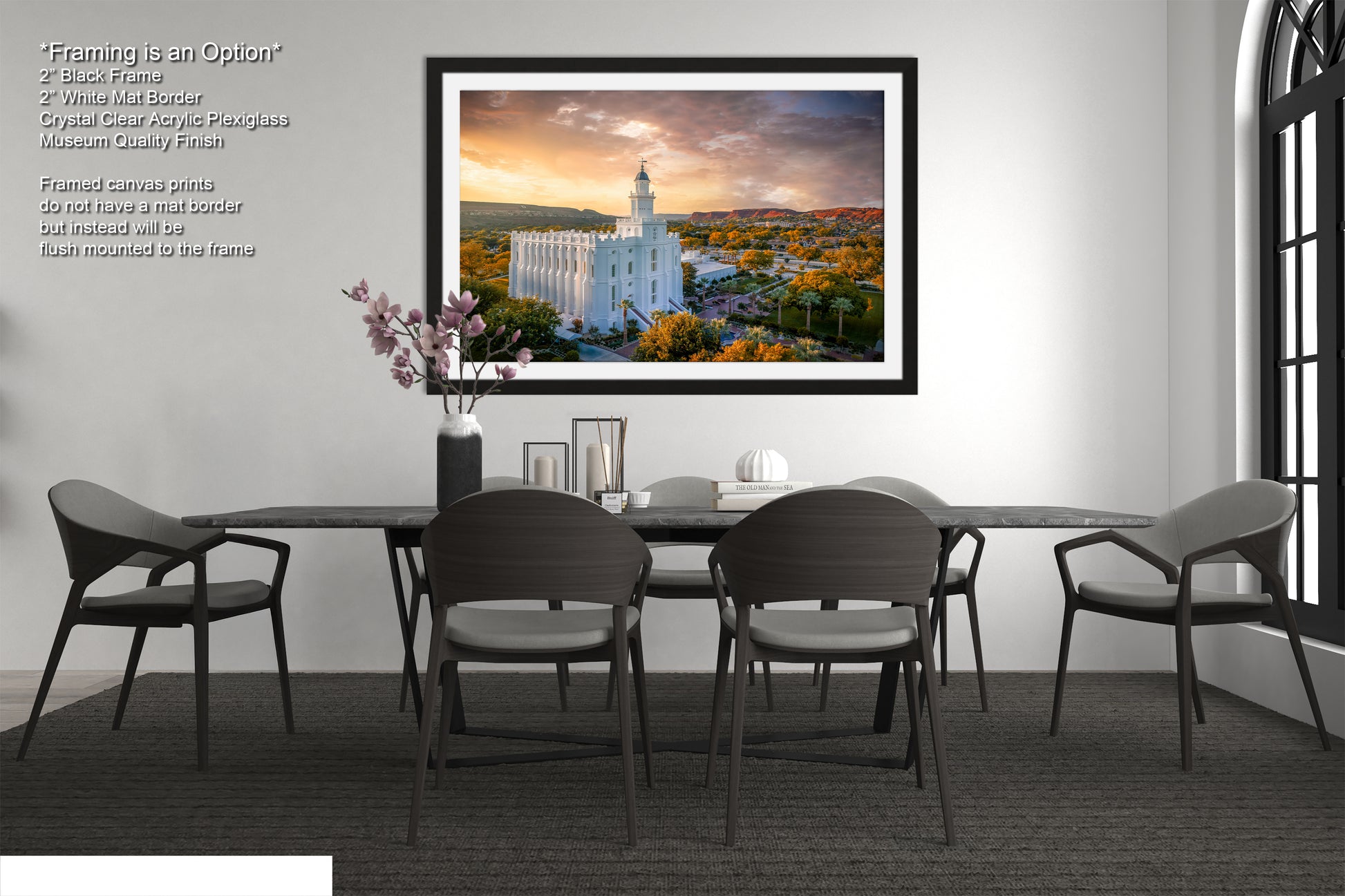 a picture of a dining room with a table and chairs
