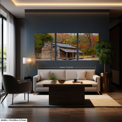 a living room filled with furniture and a painting on the wall