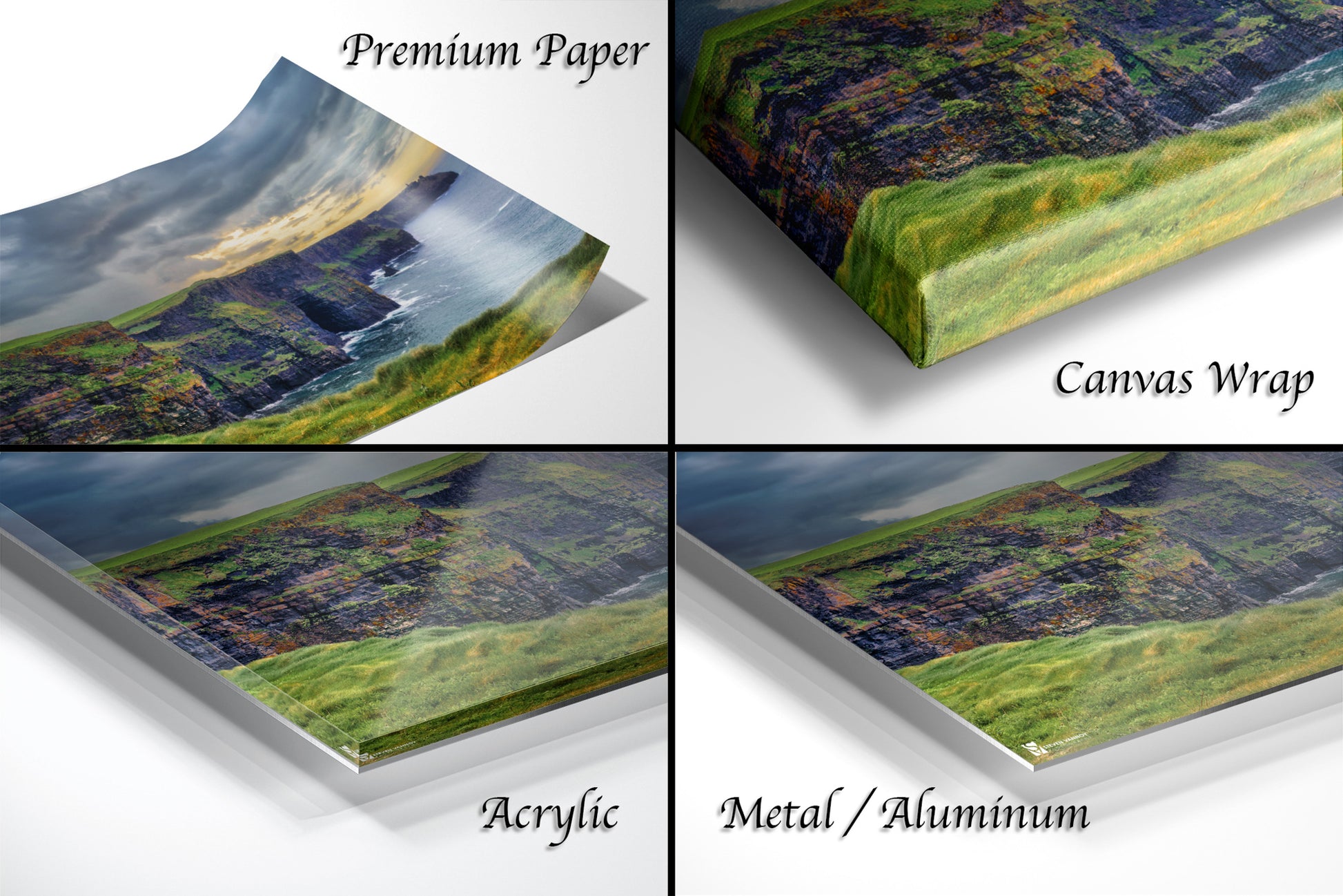 a series of four images of a landscape