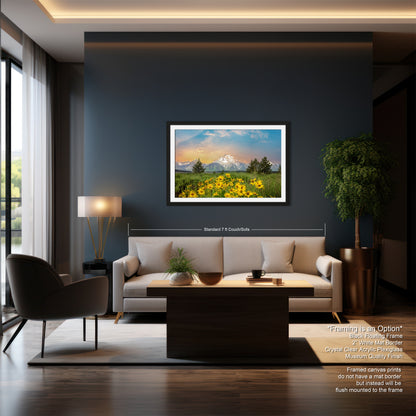 a living room with a couch a chair and a painting on the wall