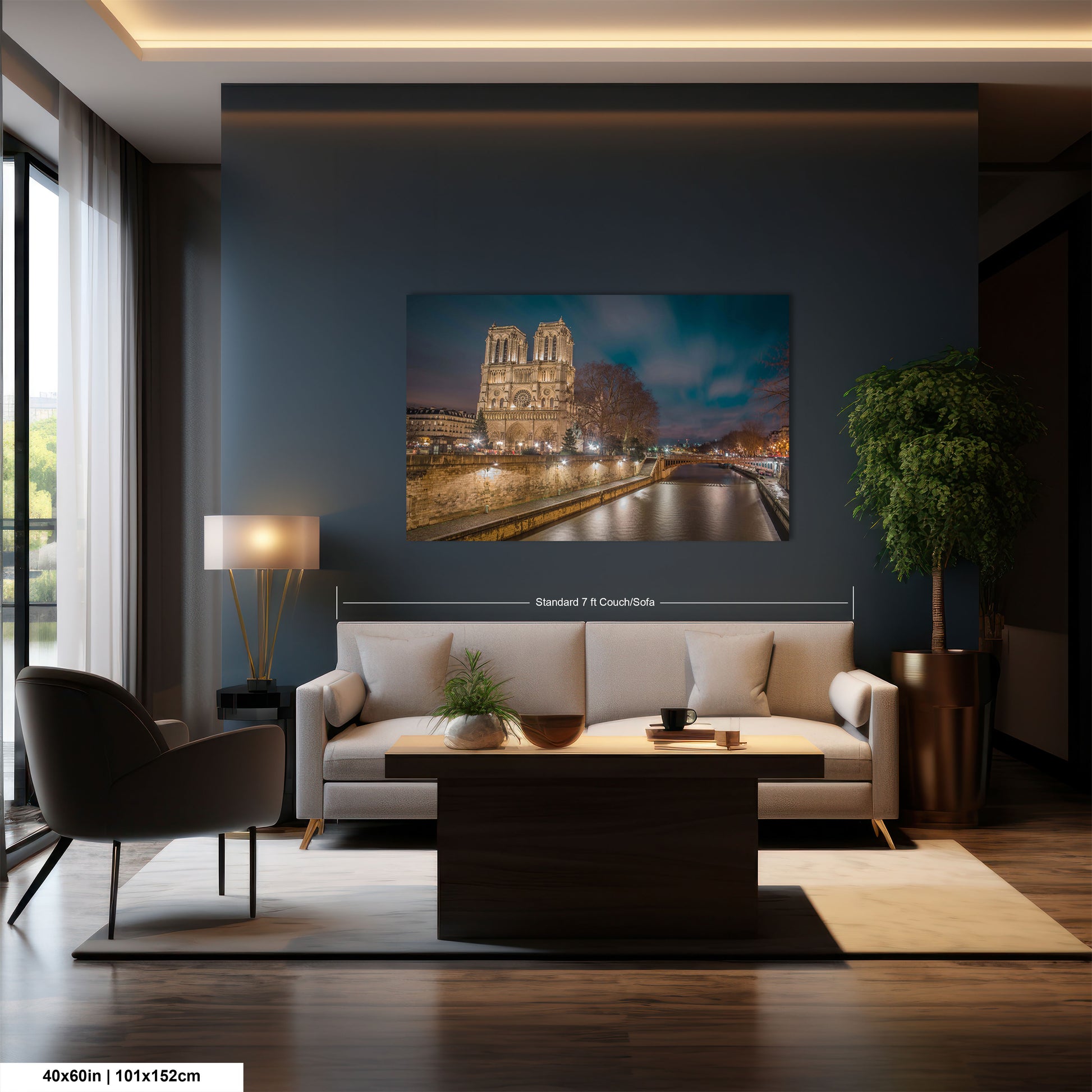a living room filled with furniture and a painting on the wall