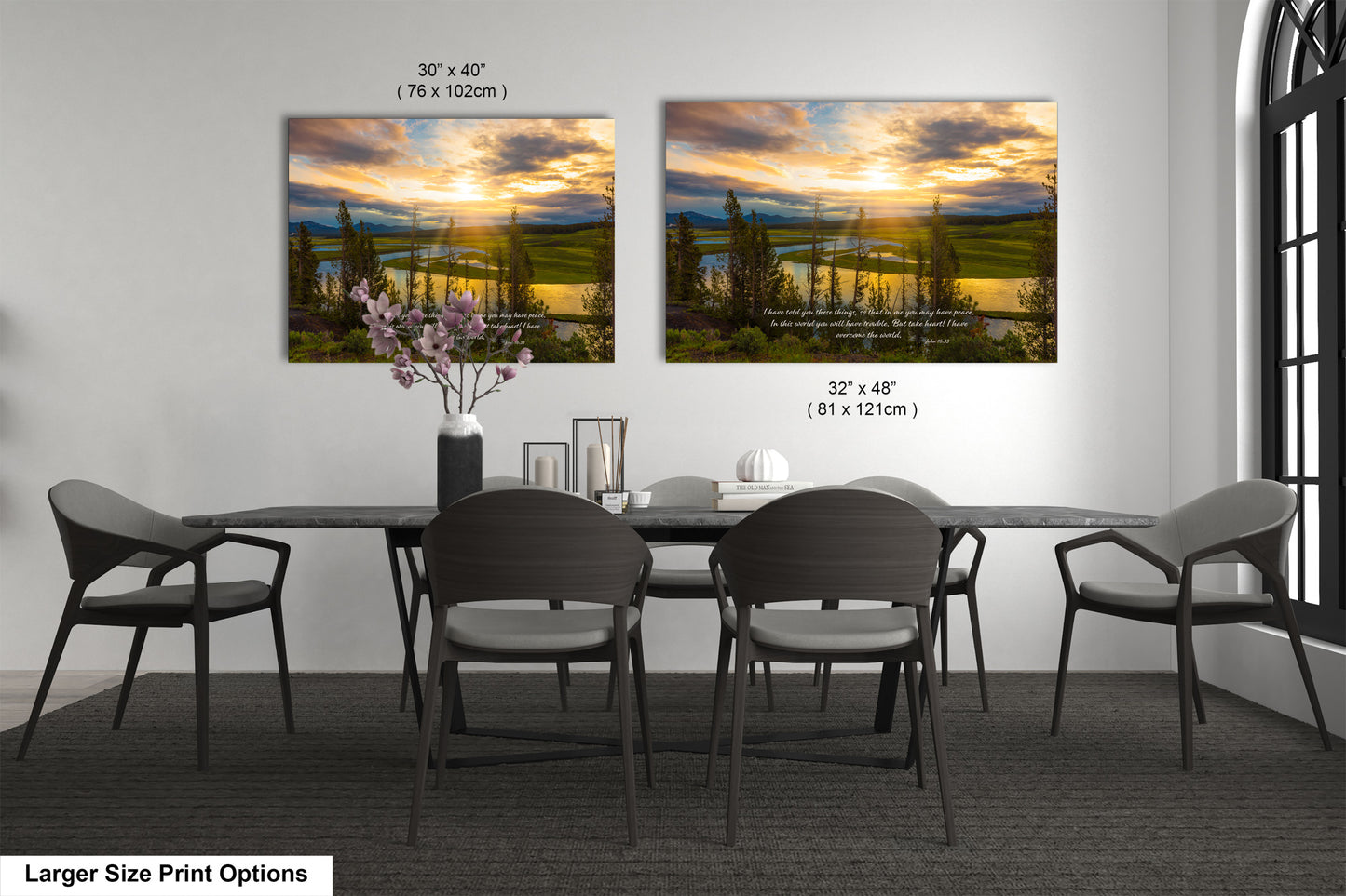 a dining room with a table and chairs