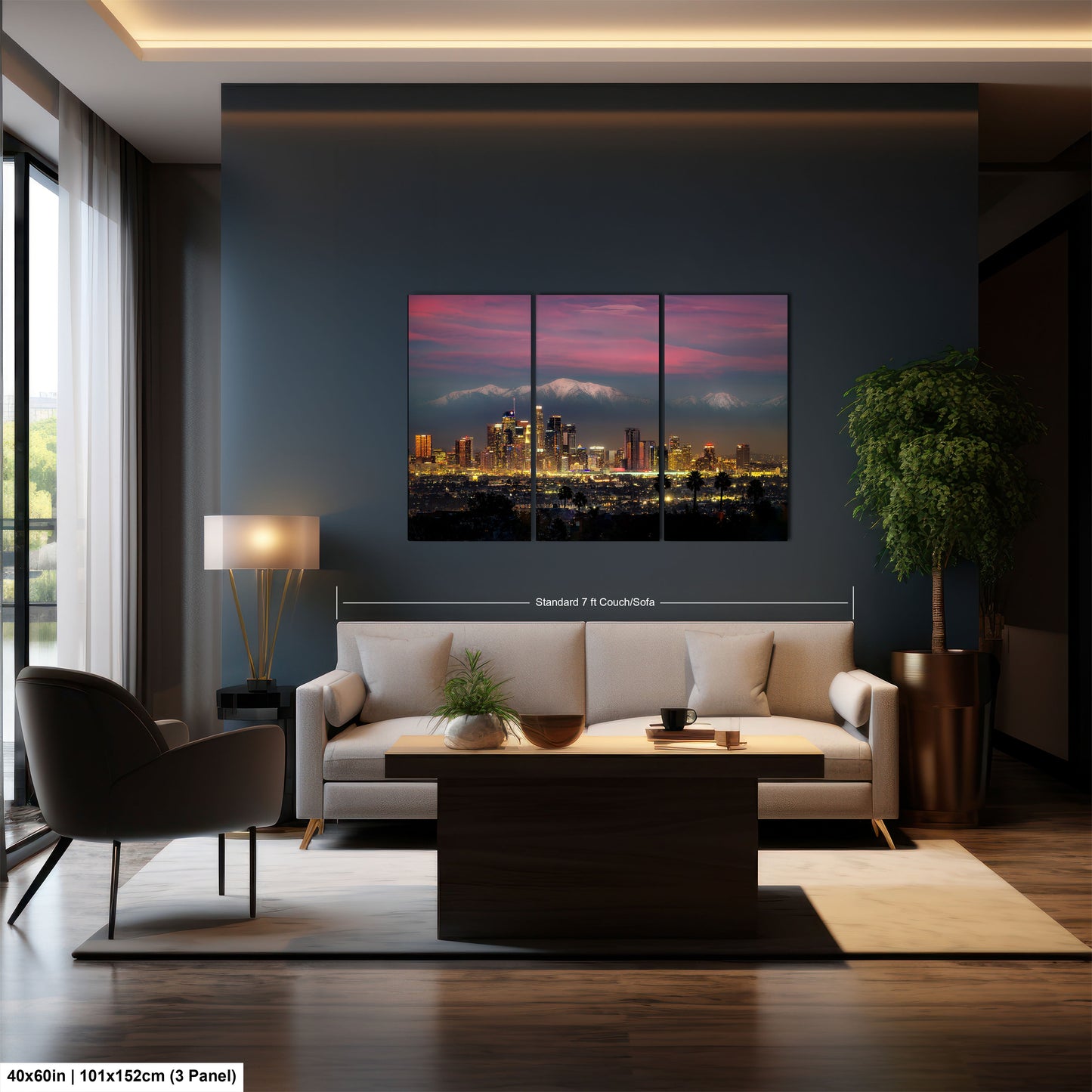 a living room filled with furniture and a painting on the wall