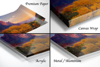 a series of four photos of a mountain range