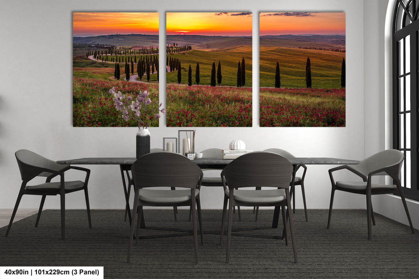 a dining room with a table and chairs