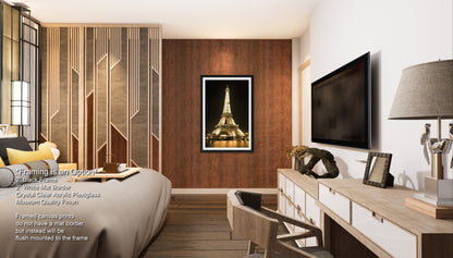 a hotel room with a bed, desk and television