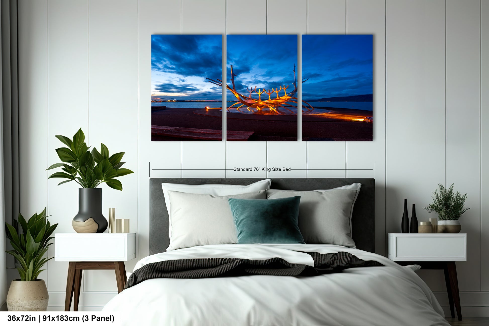 a bedroom scene with focus on the bed