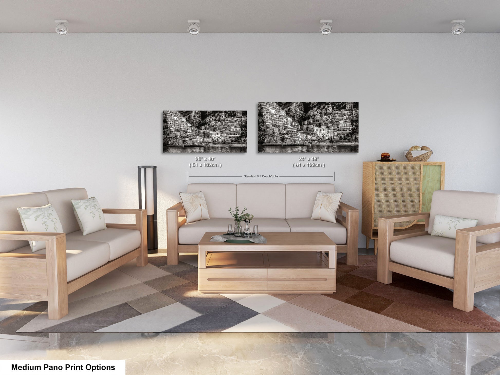 a living room with two couches and a coffee table