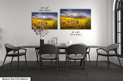 a dining room table with chairs and a vase with flowers