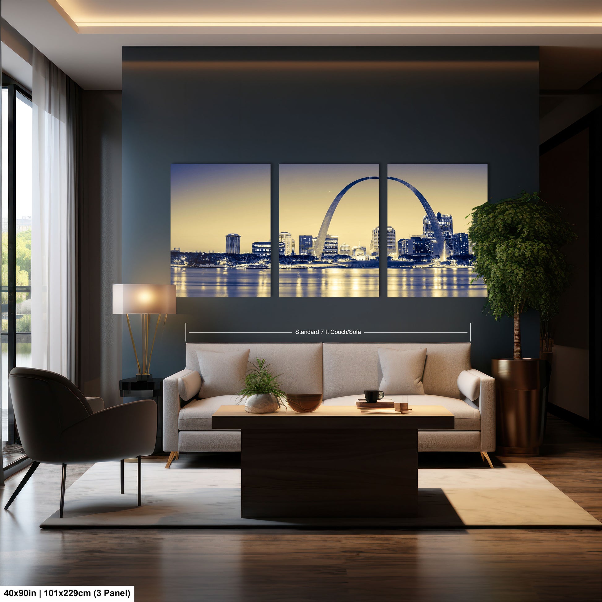 a living room filled with furniture and a painting on the wall