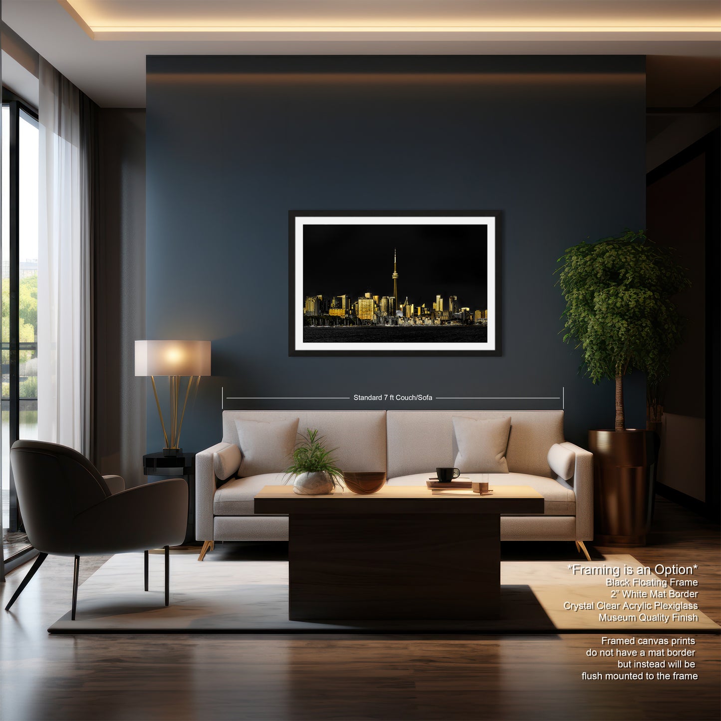 a living room filled with furniture and a painting on the wall