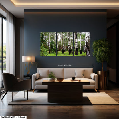 a living room filled with furniture and a painting on the wall