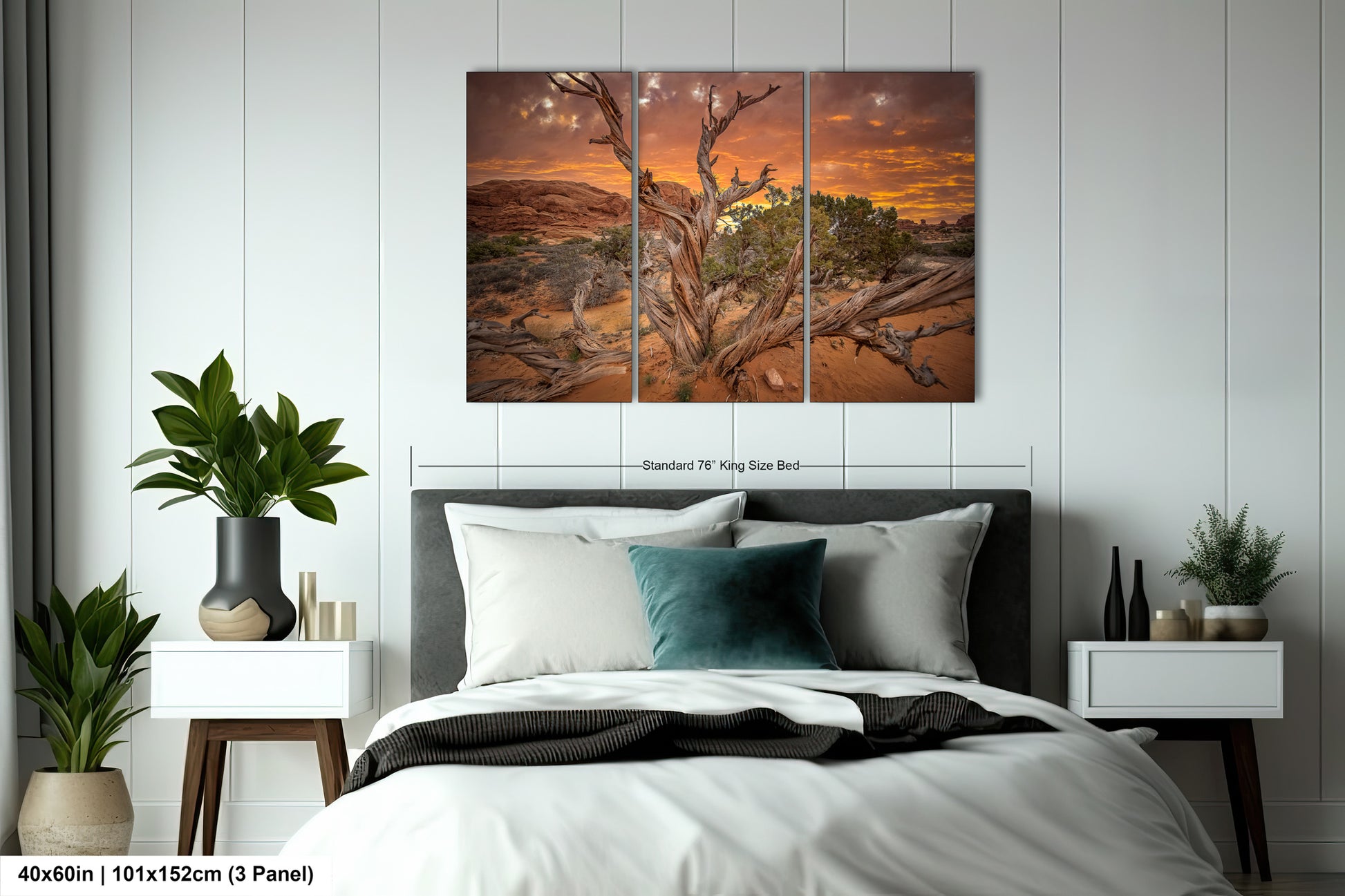 a bedroom scene with focus on the bed