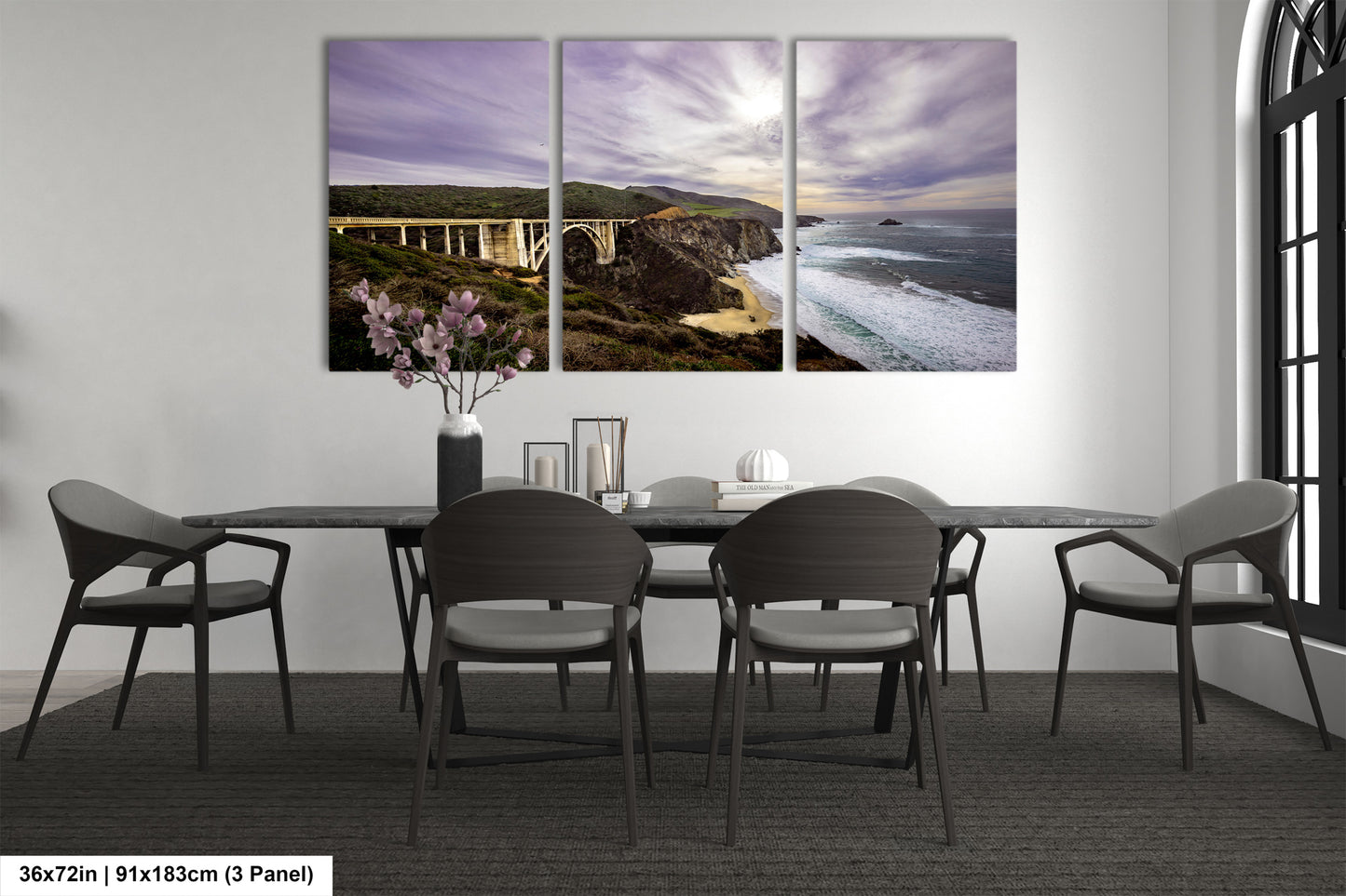a dining room with a table and chairs