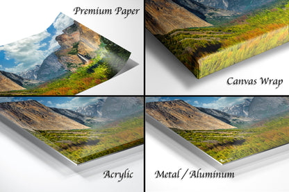 four different views of a mountain range