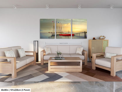a living room filled with furniture and a painting on the wall