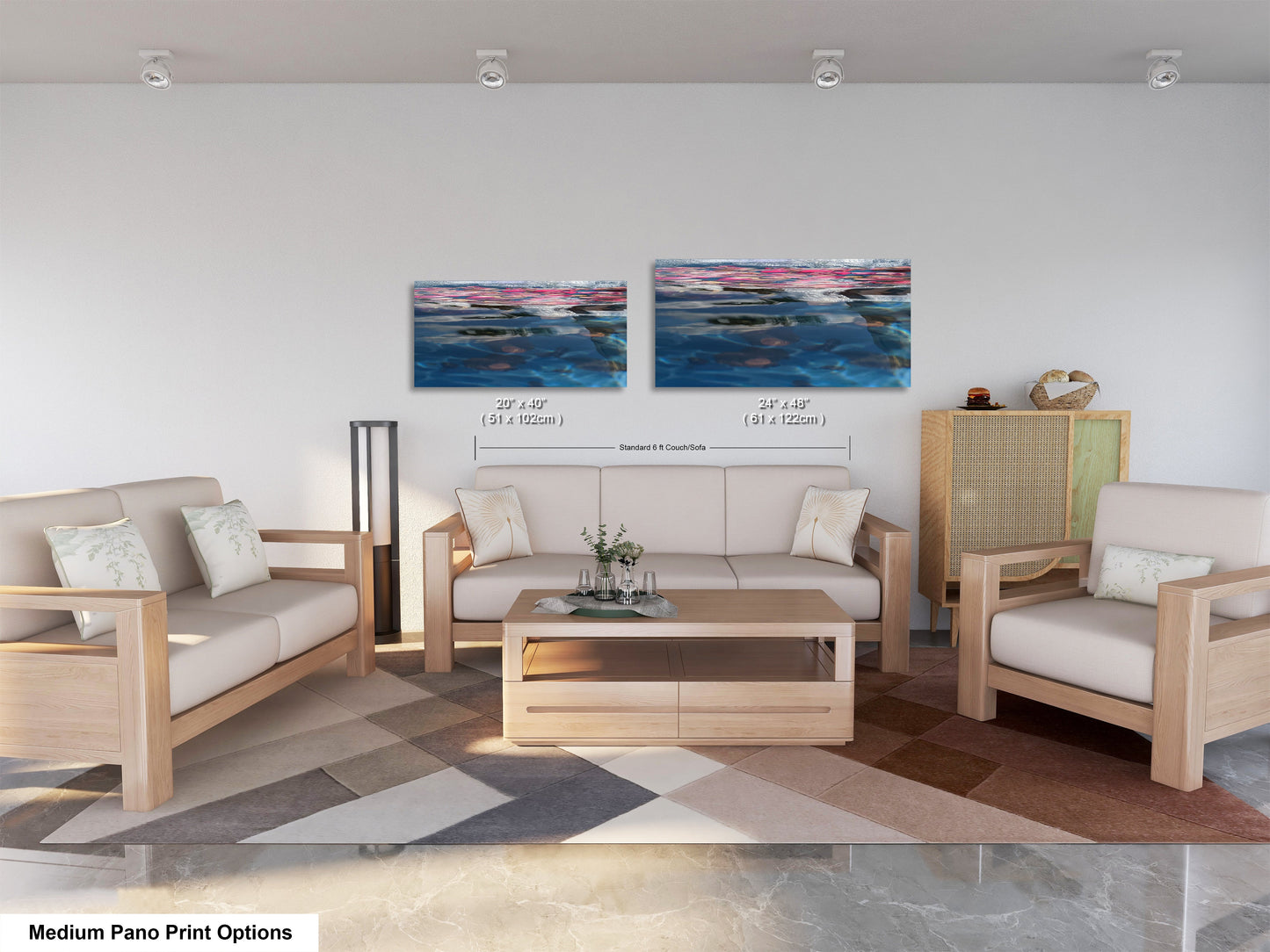 a living room filled with furniture and a painting on the wall