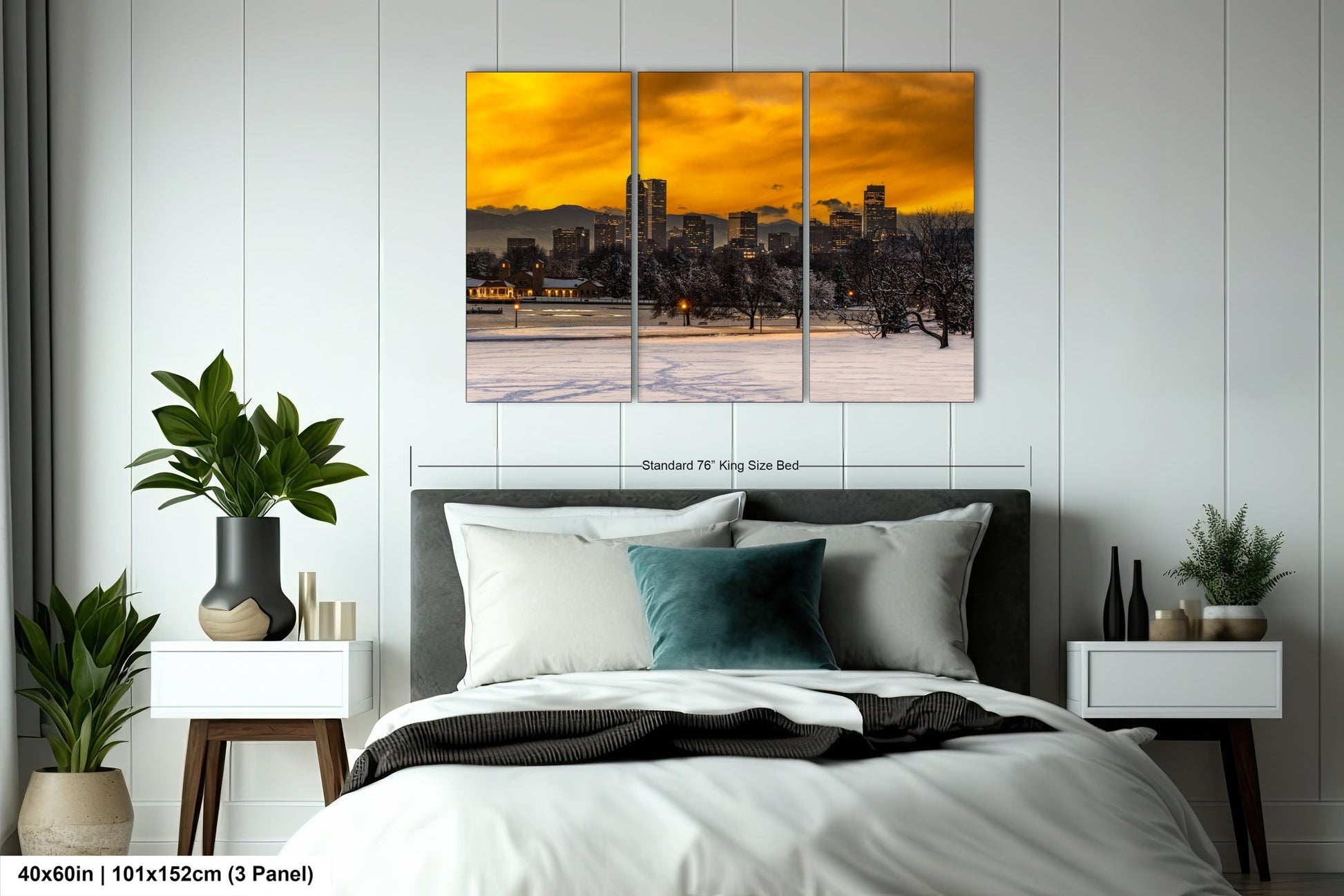 a bedroom scene with focus on the bed