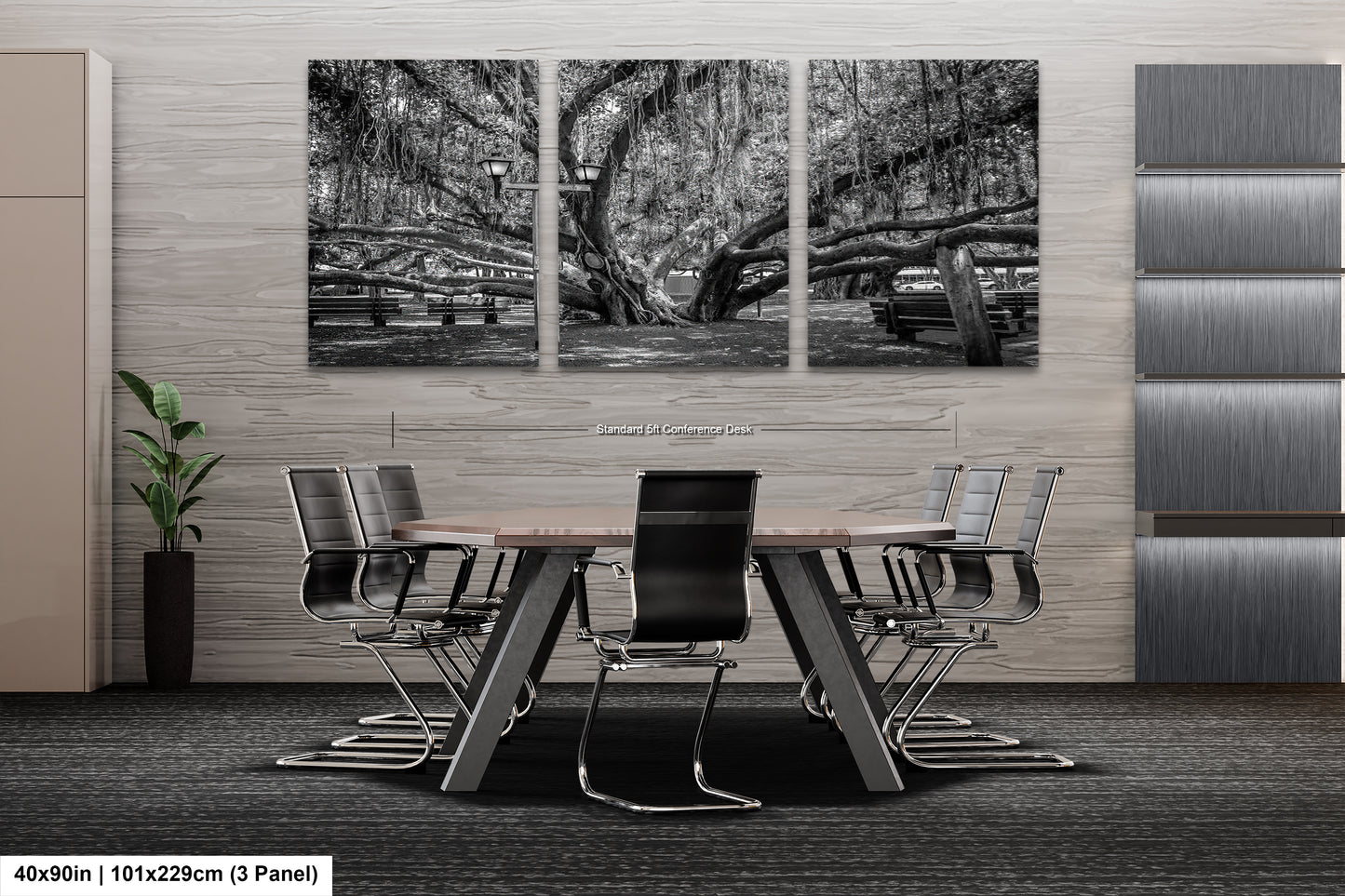 a black and white photo of a table and chairs