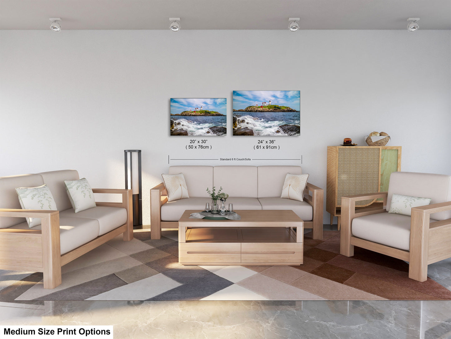 a living room filled with furniture and a painting on the wall