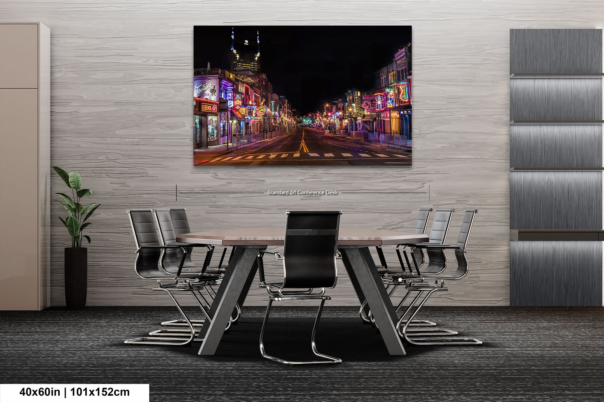 a painting of a city street at night
