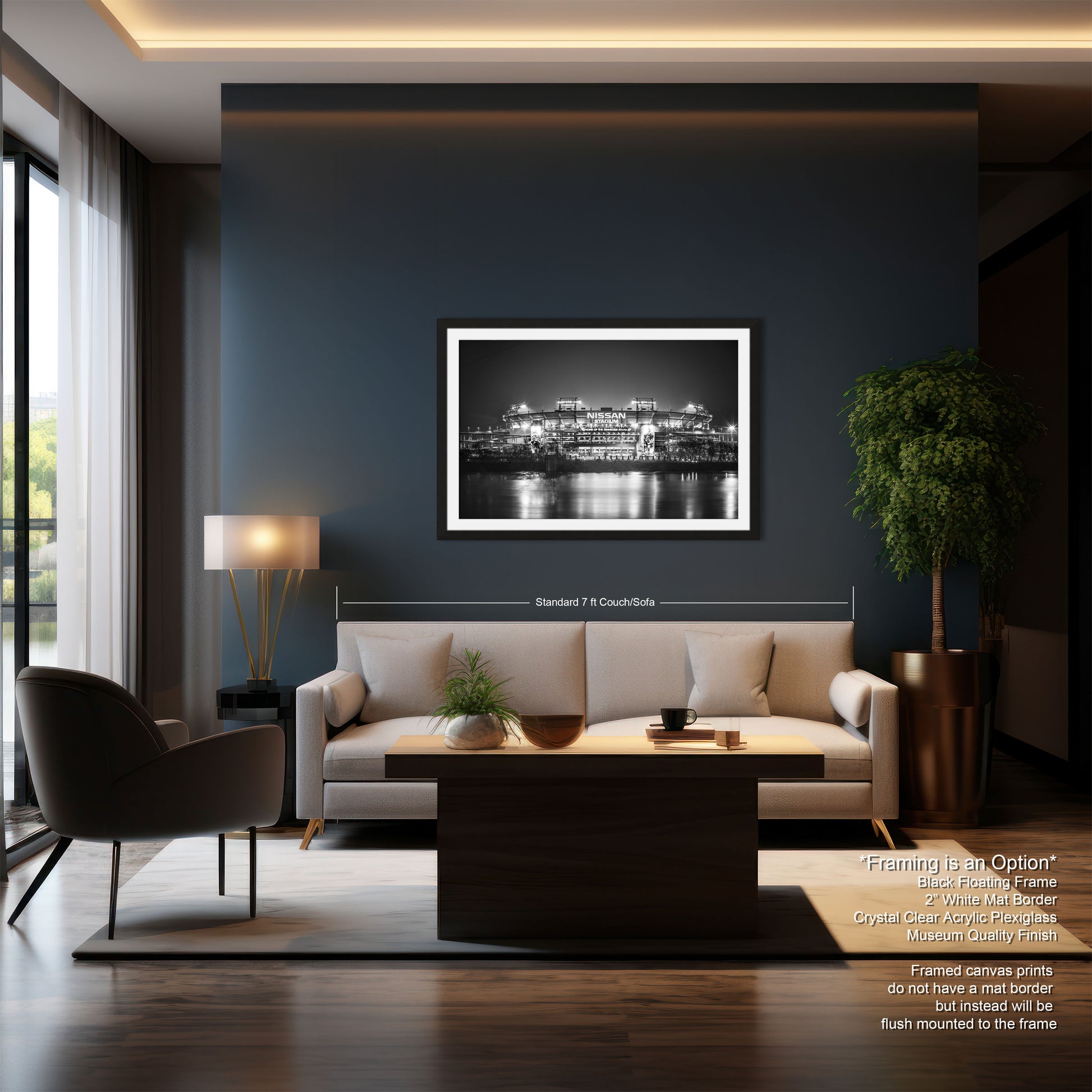 a living room filled with furniture and a large window