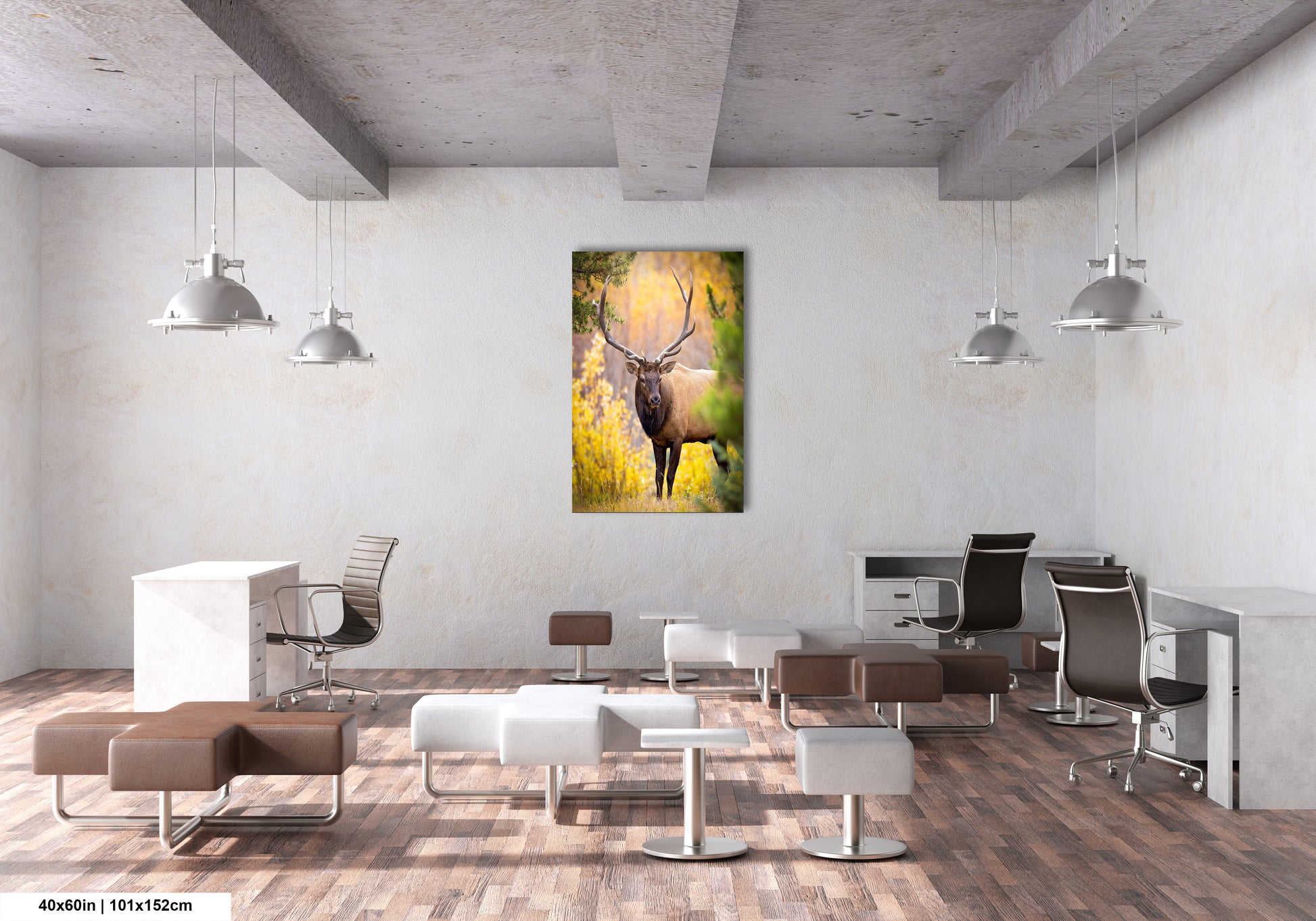 a painting of a deer in a room