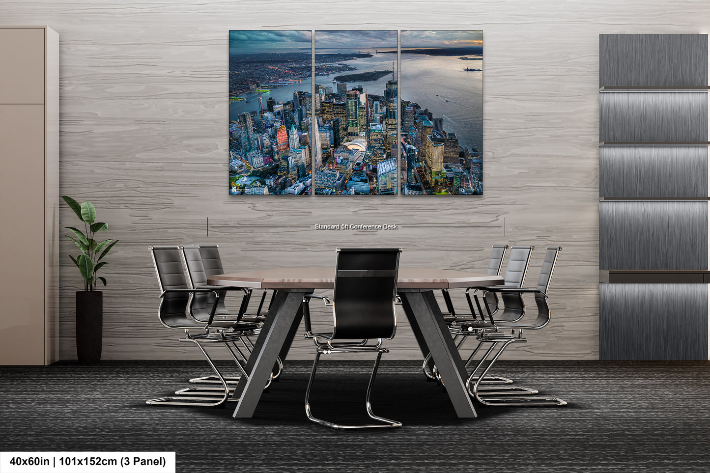 a dining room table with chairs and a painting on the wall