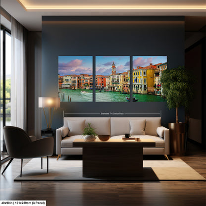 a living room filled with furniture and a painting on the wall