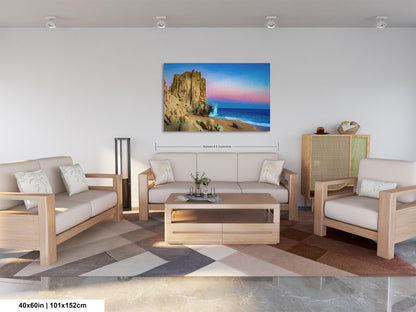 a living room filled with furniture and a painting on the wall