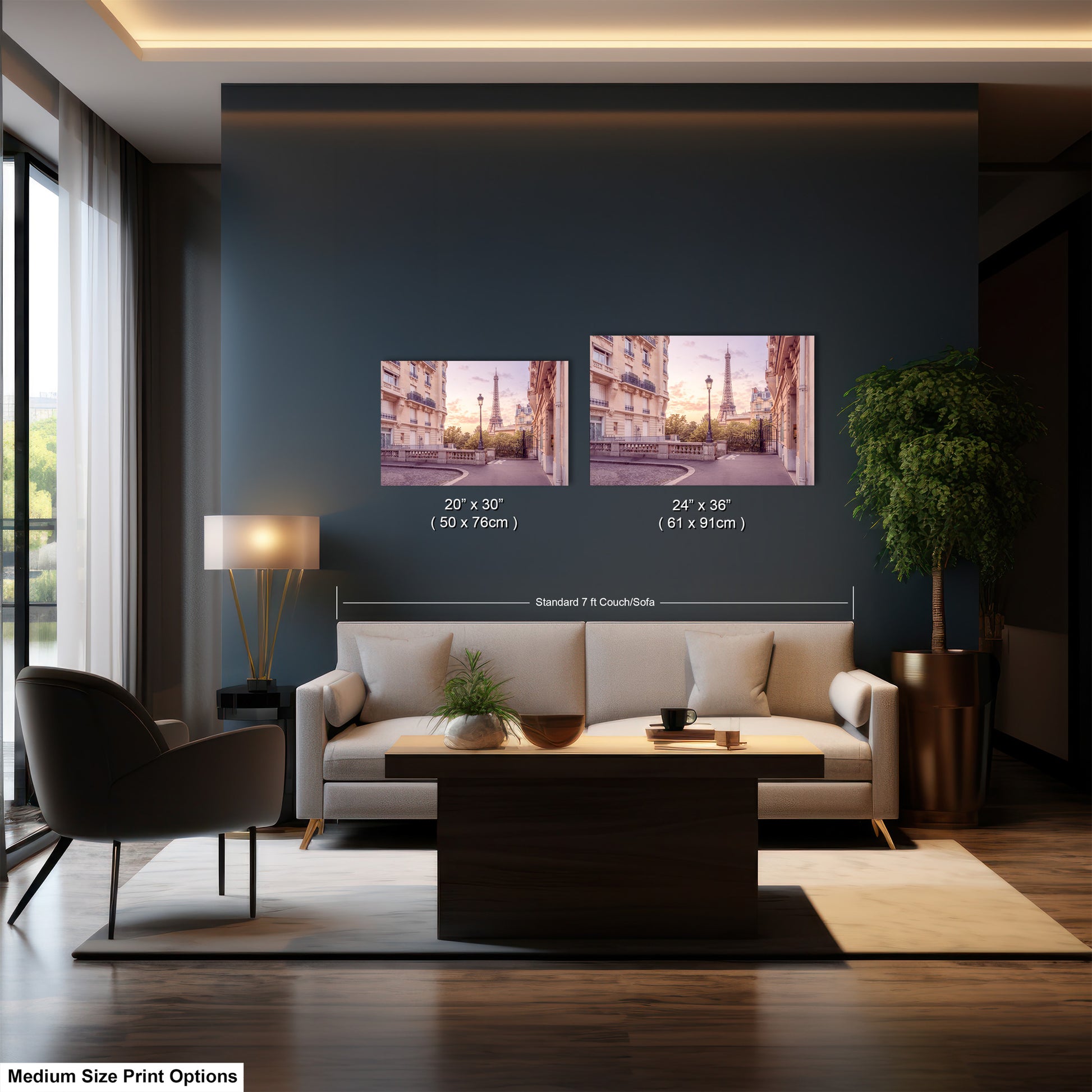 a living room with a couch and a table