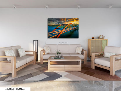 a living room filled with furniture and a painting on the wall