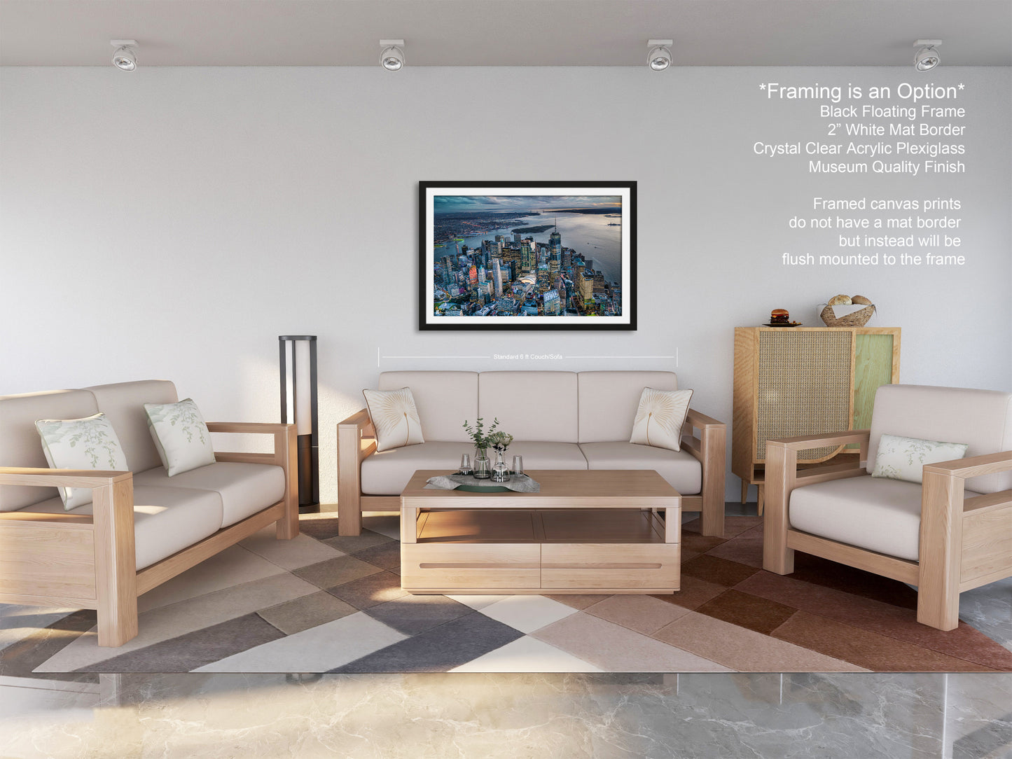 a living room filled with furniture and a painting on the wall