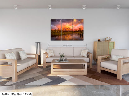 a living room filled with furniture and a painting on the wall