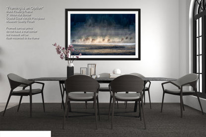 a picture of a dining room with a table and chairs