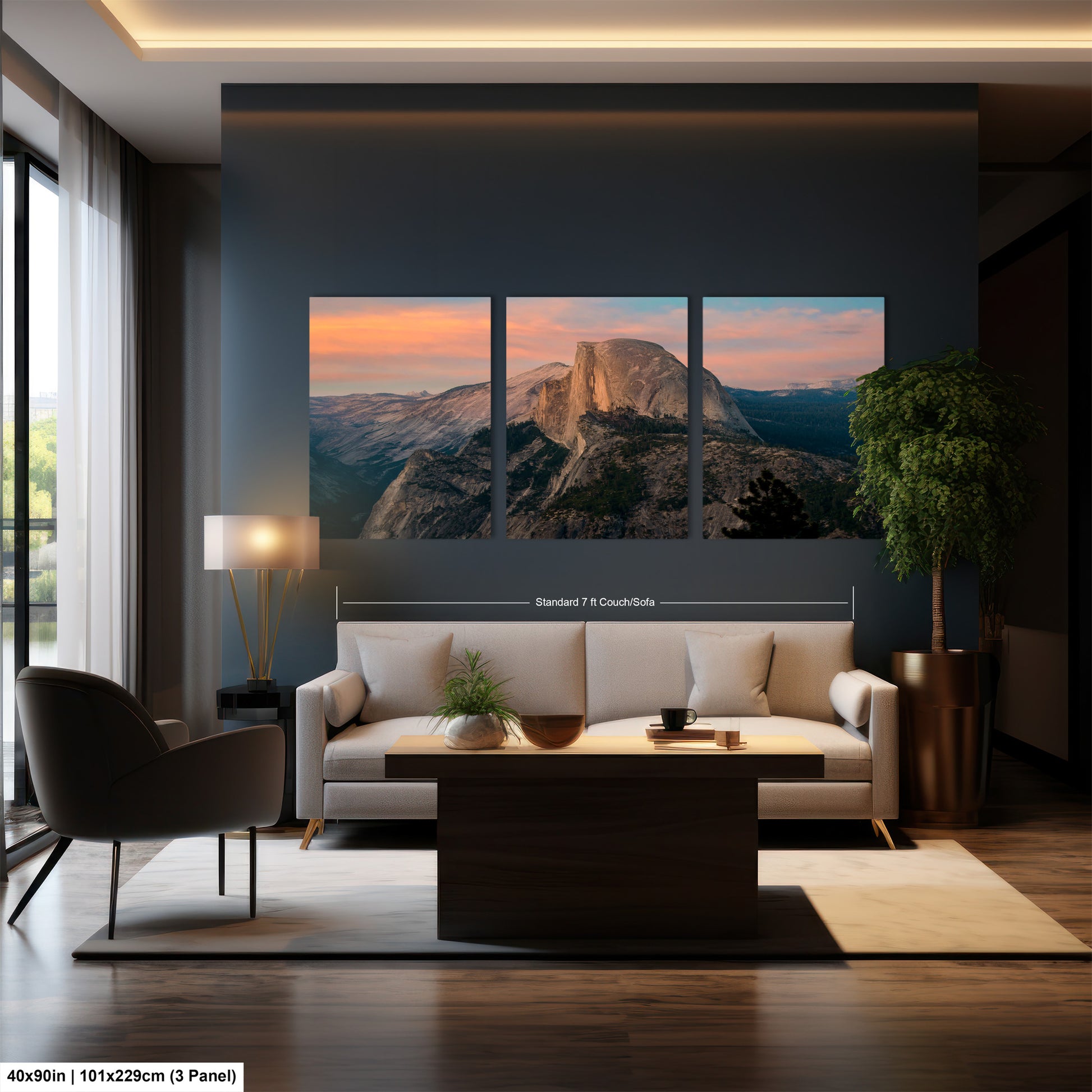 a living room filled with furniture and a painting on the wall