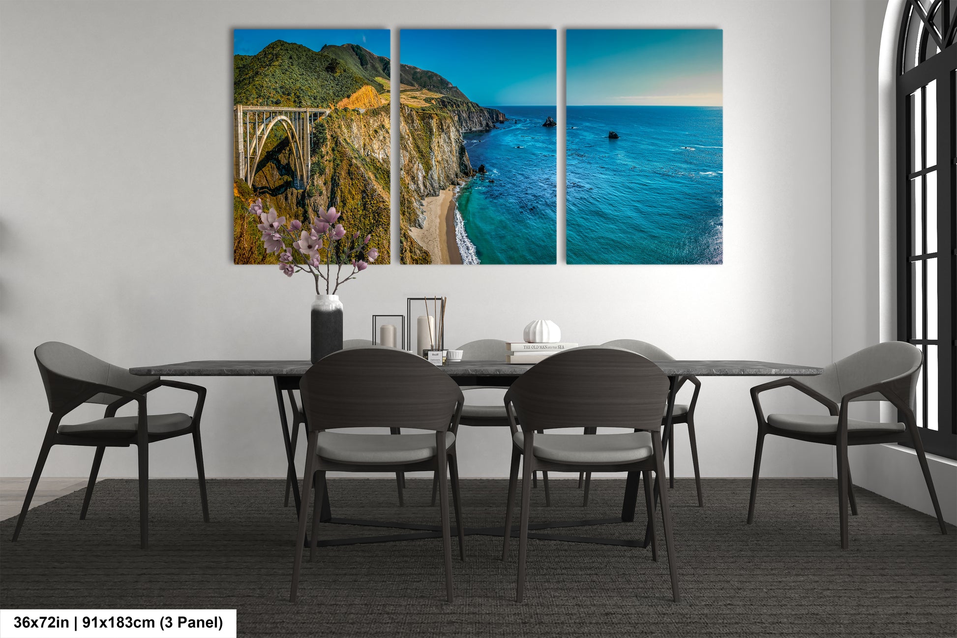 a dining room with a table and chairs