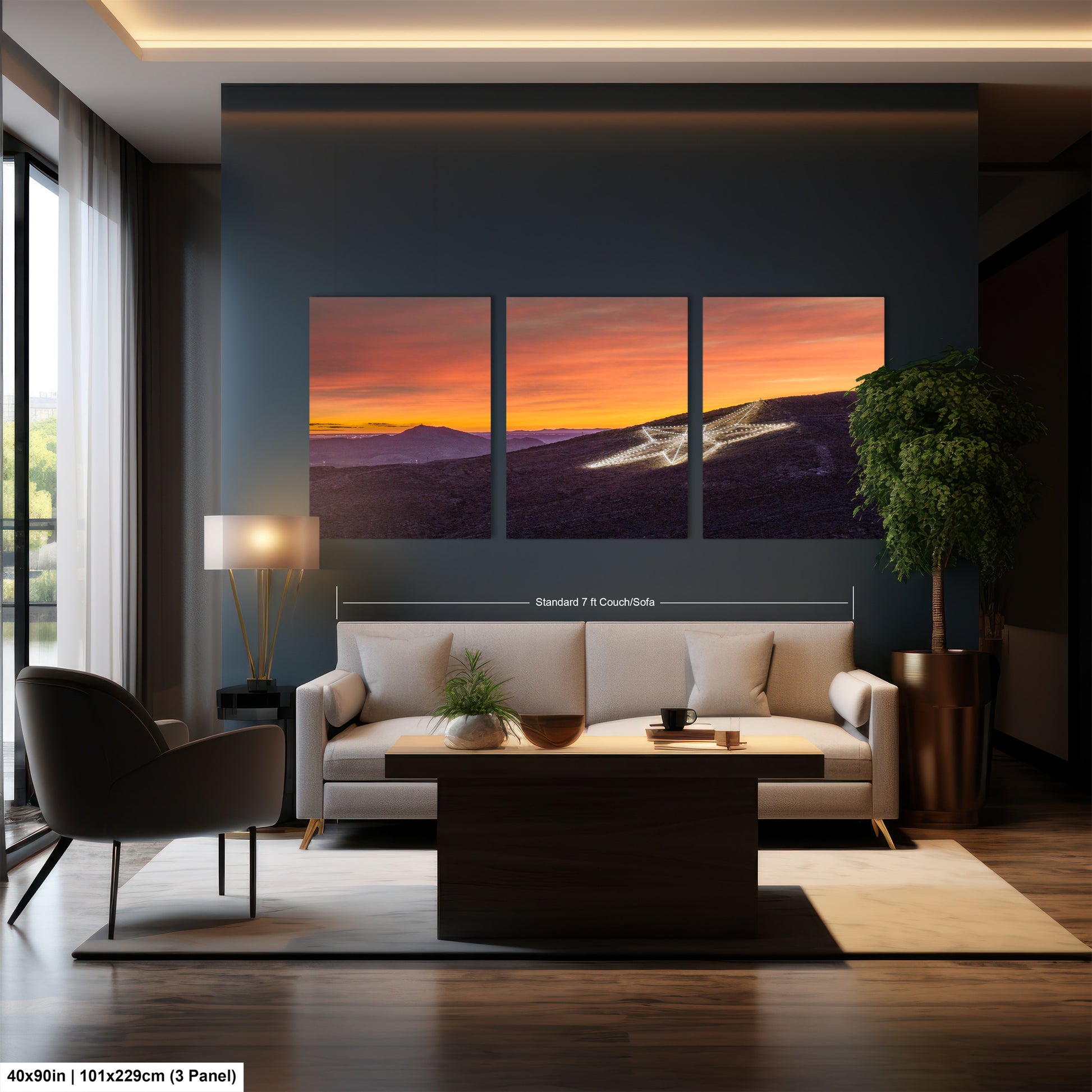 a living room filled with furniture and a painting on the wall
