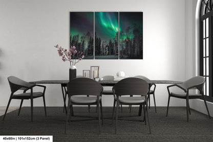 a dining room with a table and four chairs
