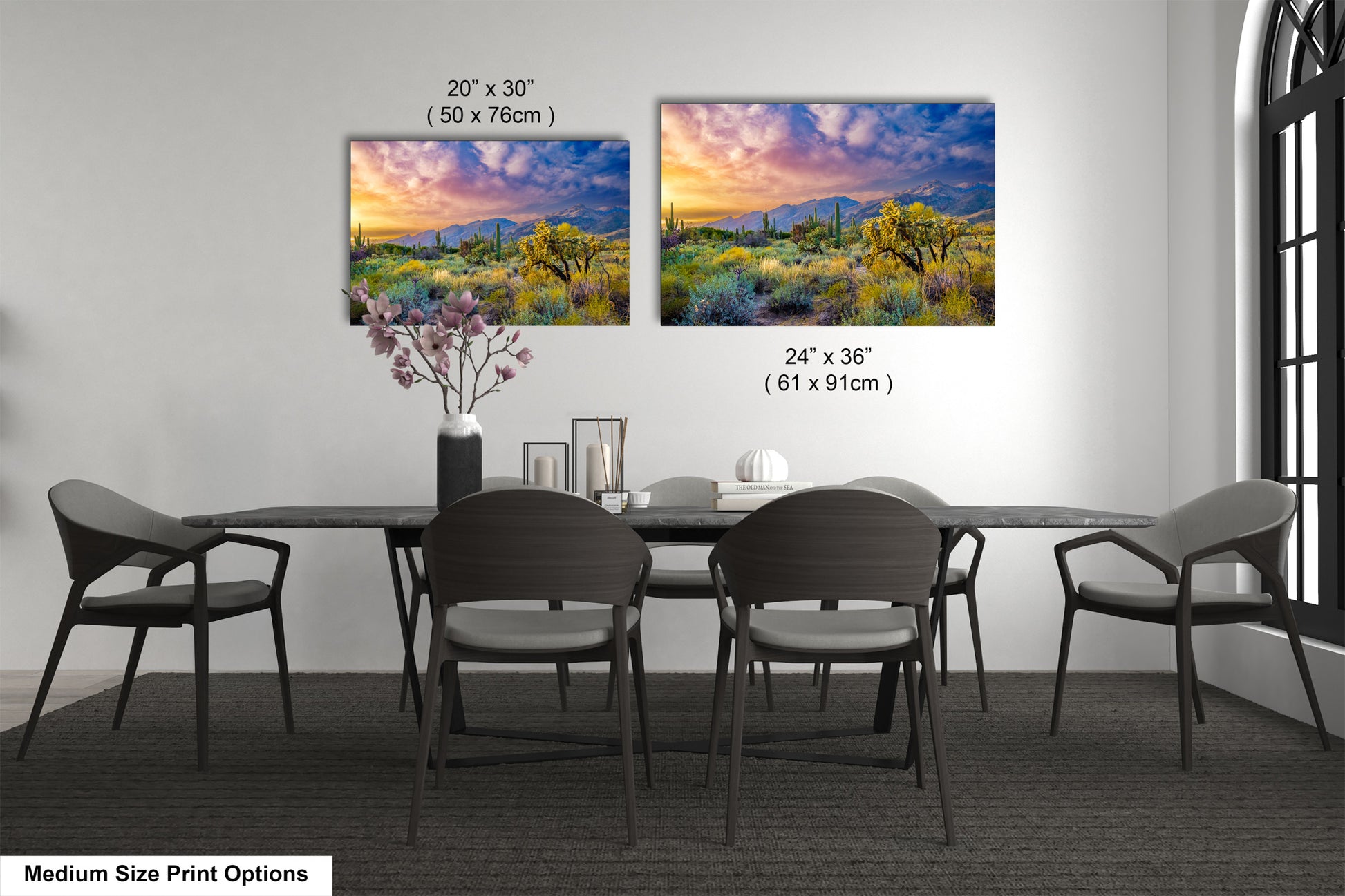 a dining room with a table and chairs