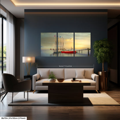 a living room filled with furniture and a painting on the wall