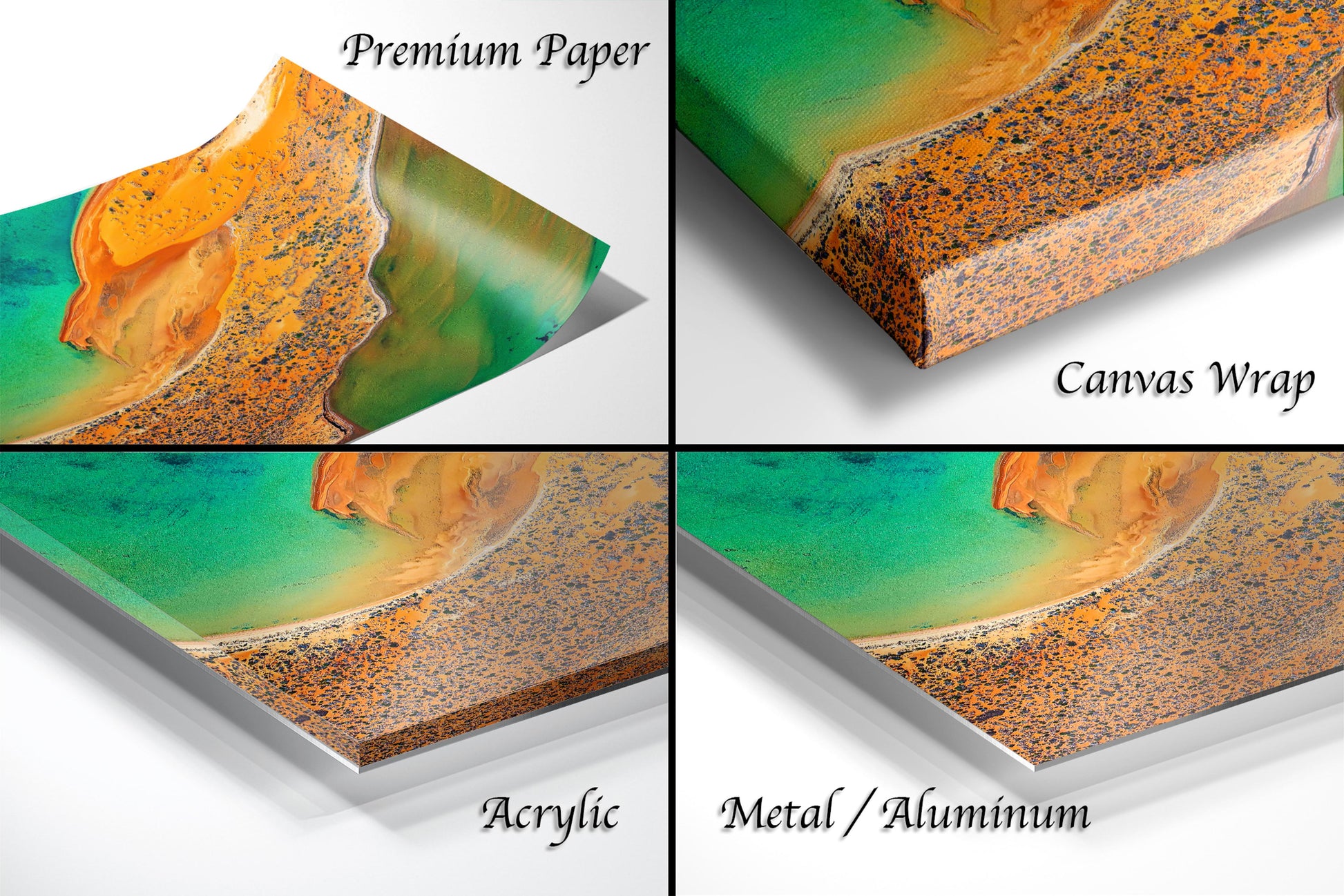 a series of four images showing different layers of sand and water