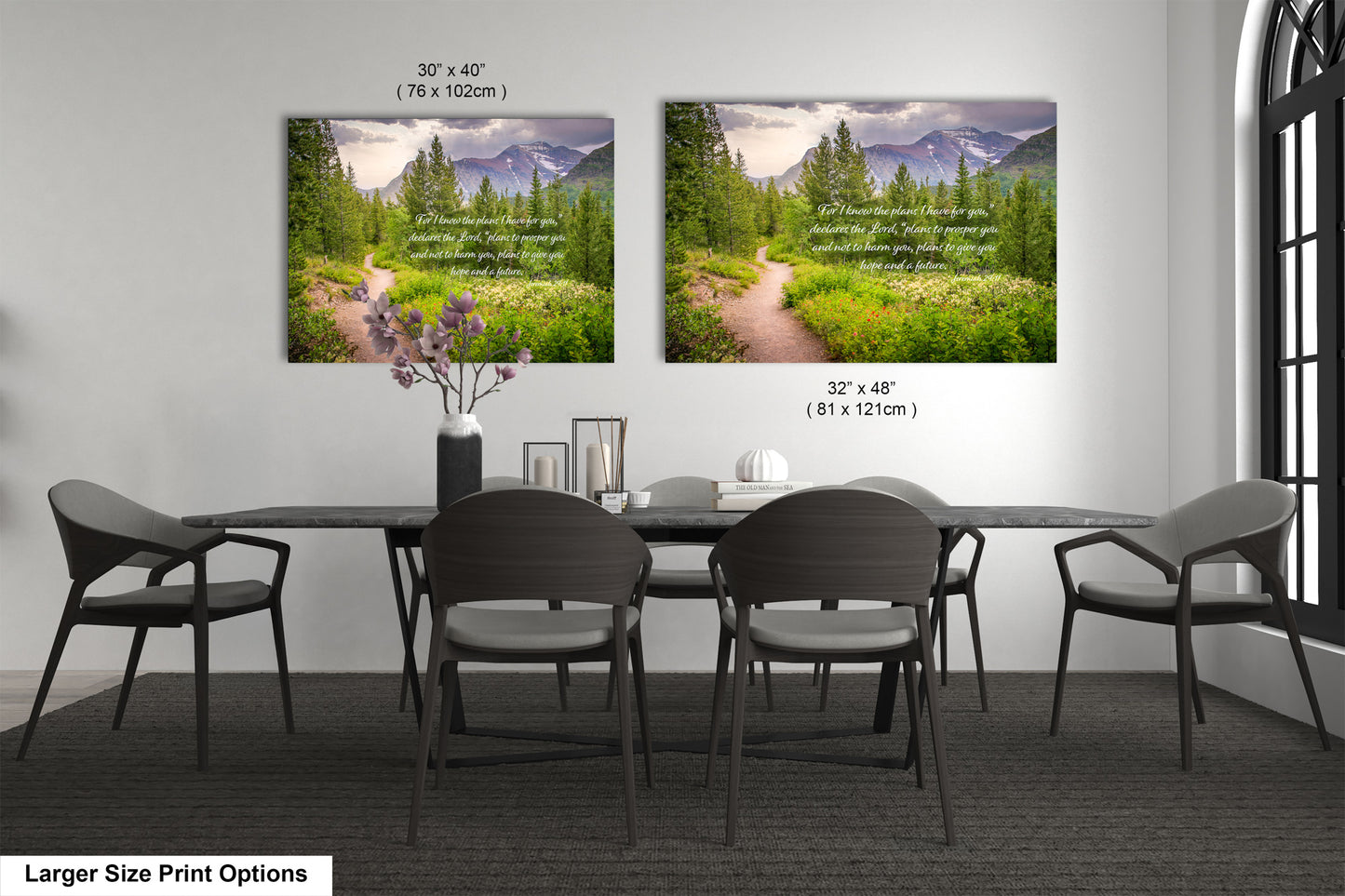 a dining room with a table and chairs